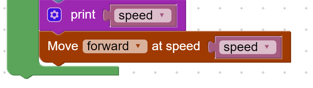 Printing the speed and driving the motors