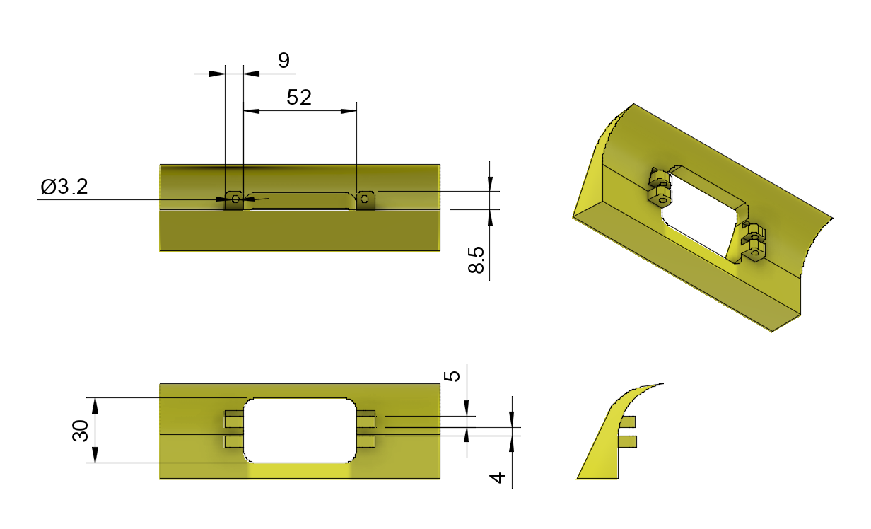 Dimensions for the example attachment