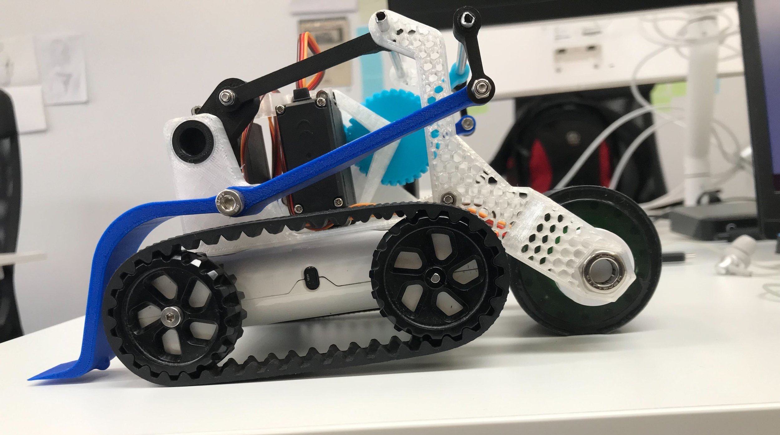 Assembled Sumo Flipper rover with the front lever flipper