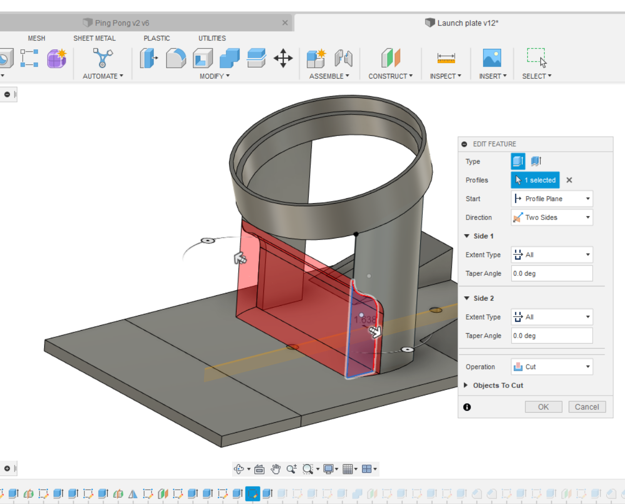 Initial 3D model in Autodesk Inventor