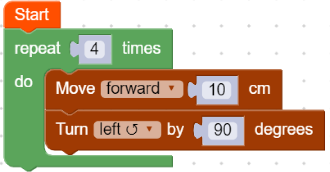 Example code, drawing shapes with a Repeat loop