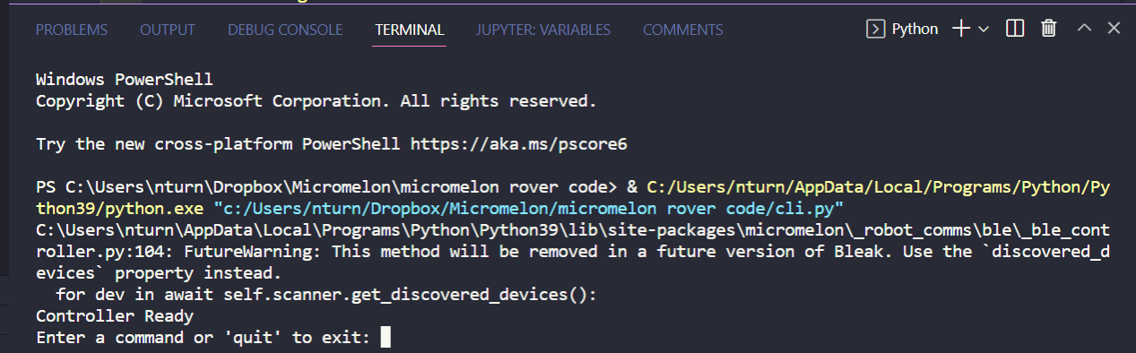 VS Code Terminal Window